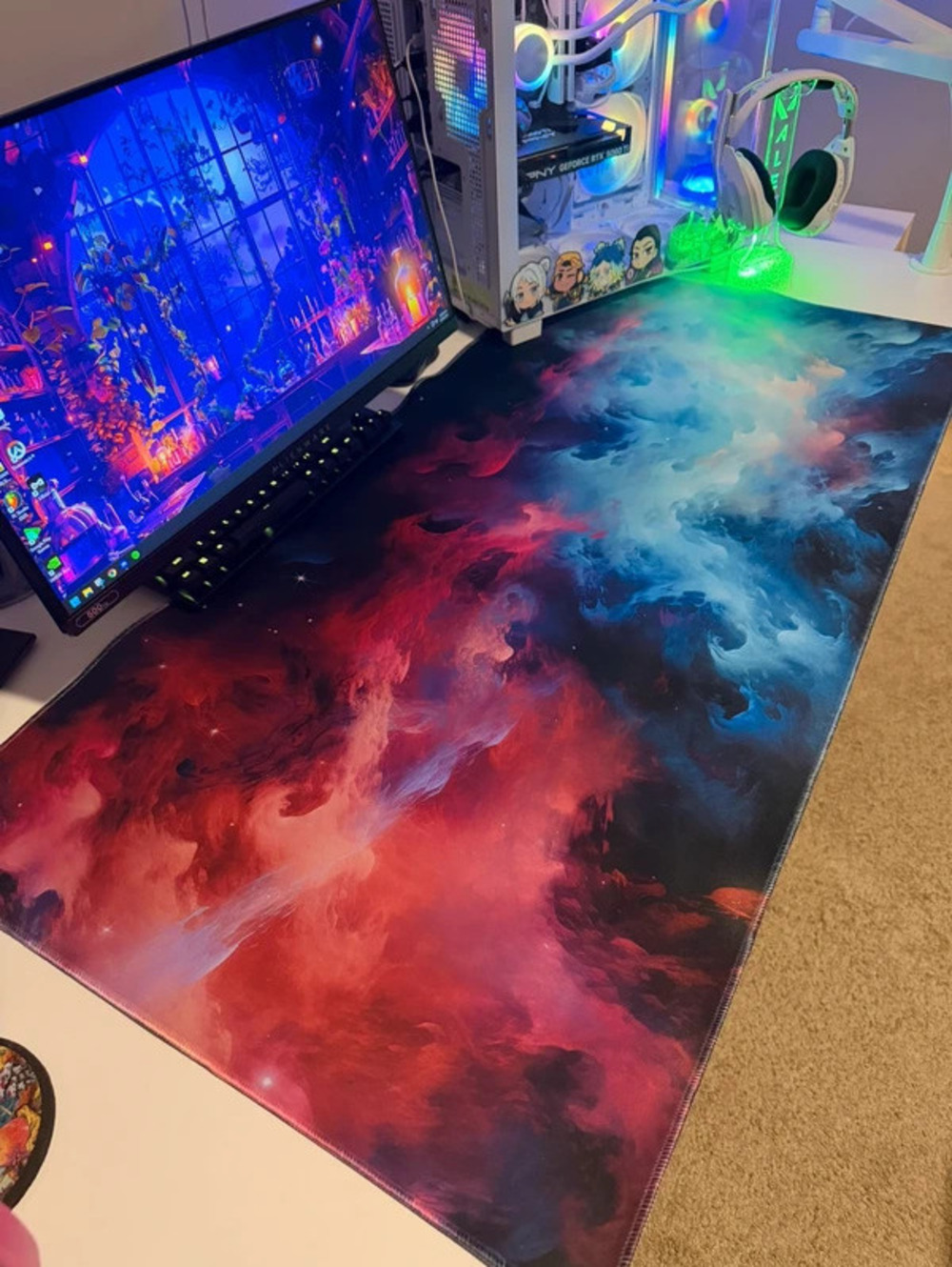 Gaming Desk Mat XXL 24x48 Inches Galaxy Nebula Print